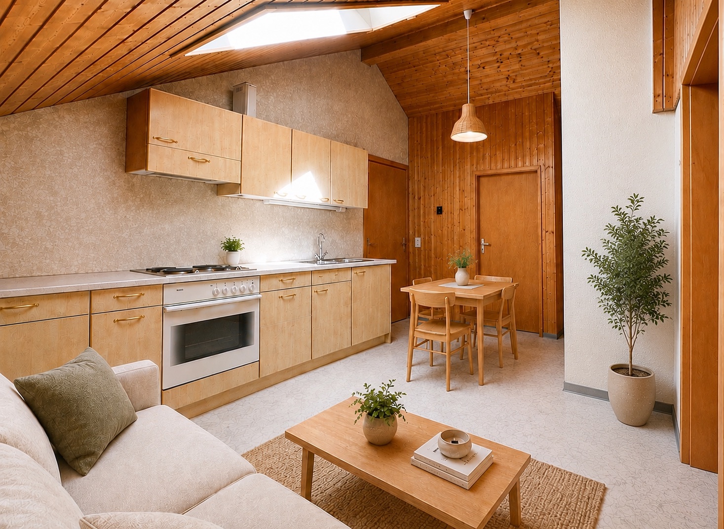Helle Wohnküche der Wohnung in Matten bei Interlaken